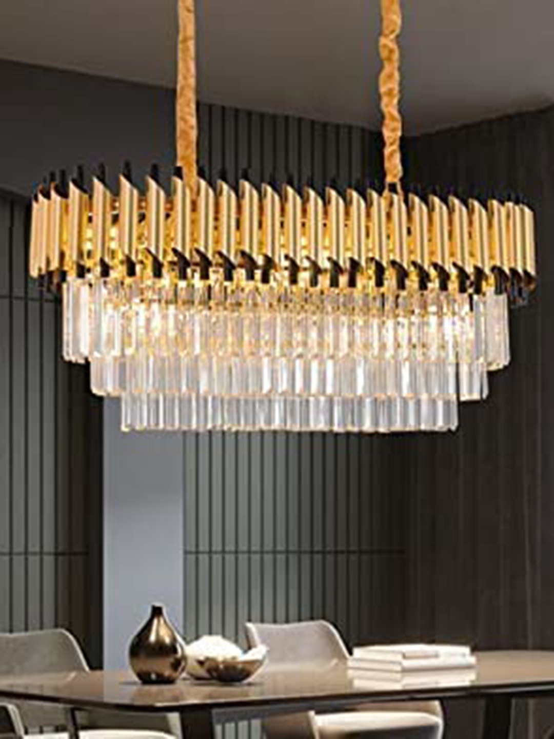 

ADWAIT Black & Transparent Glass Self Assembly Traditional Ceiling Lamp