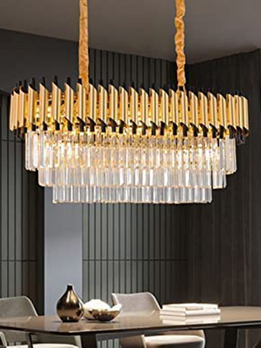 

ADWAIT Gold Toned 3 Tier Ceiling Lamp