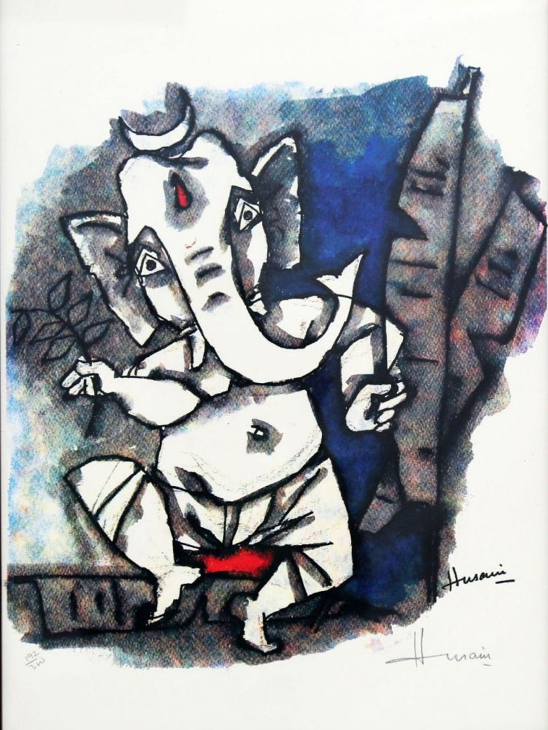 

Adventures India Blue & White Ganesha Wooden Wall Art