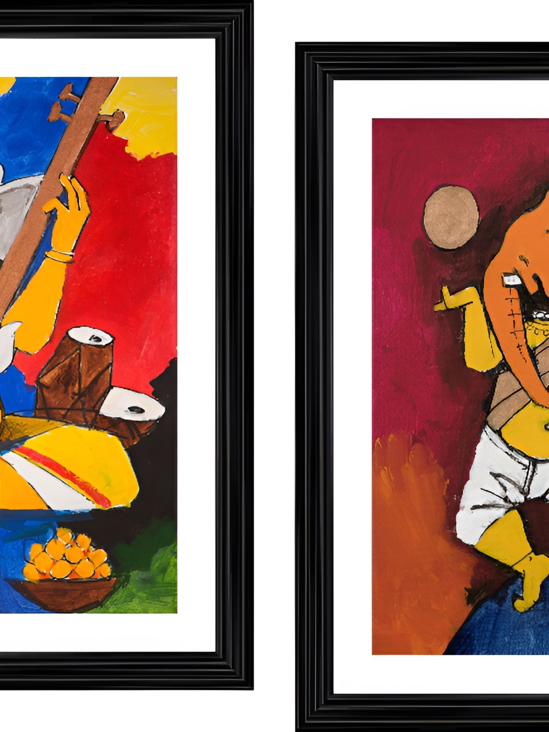 

Adventures India Maroon & Orange 2 Pieces Wooden Wall Art