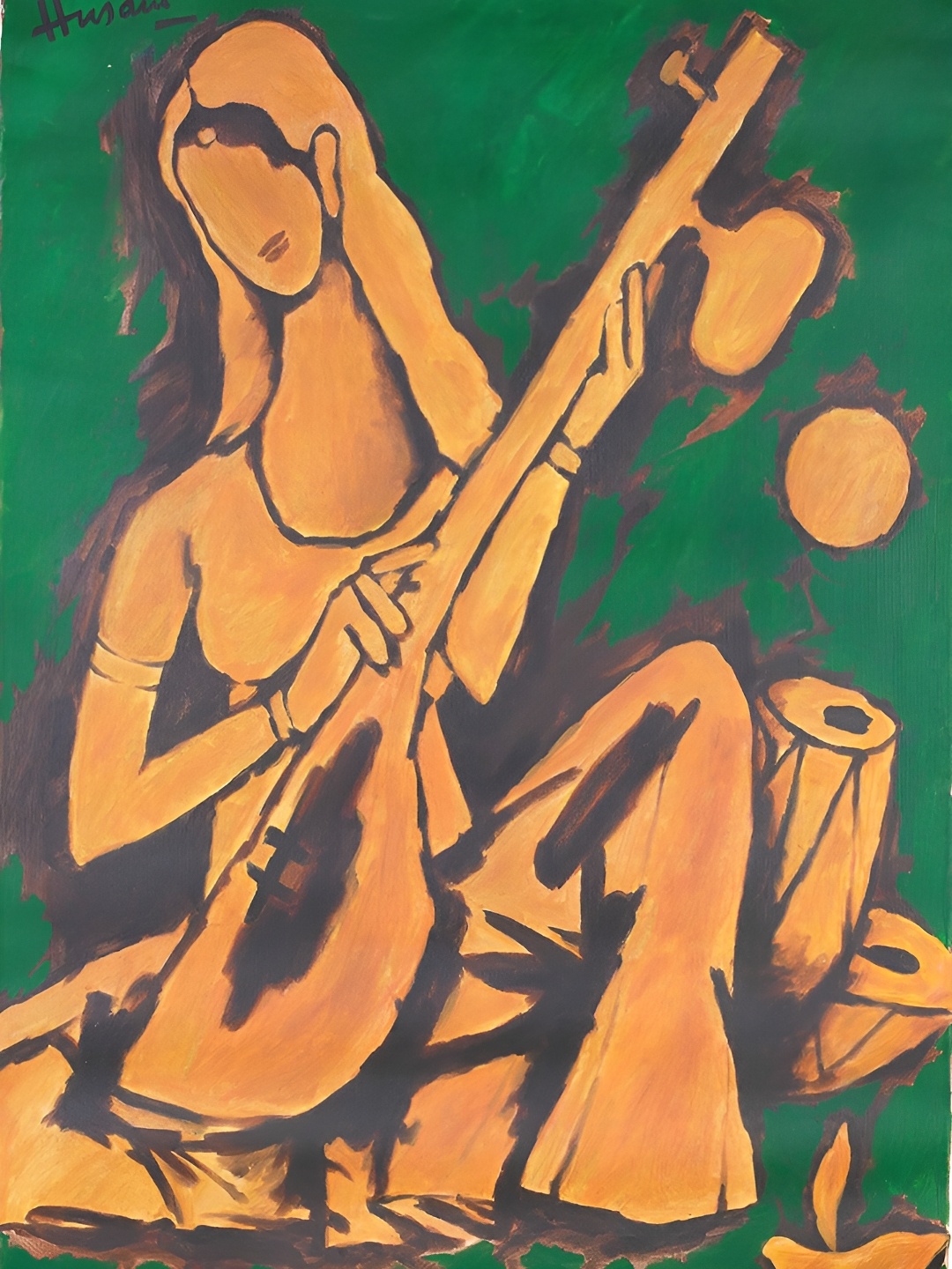 

Adventures India Green & Brown Wooden Painting Wall Art
