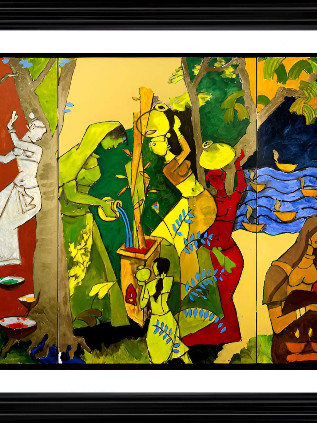 

Adventures India Green & Blue Wooden Painting Wall Art