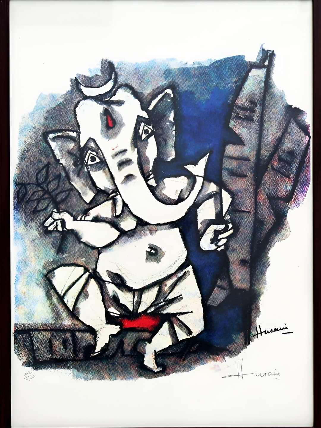 

Adventures India White & Blue Ganesha Dances Wooden Wall Art