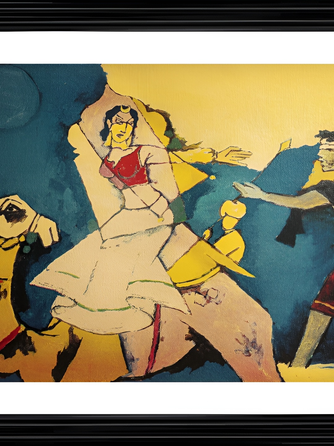 

Adventures India Blue & Yellow Wooden Painting Wall Art