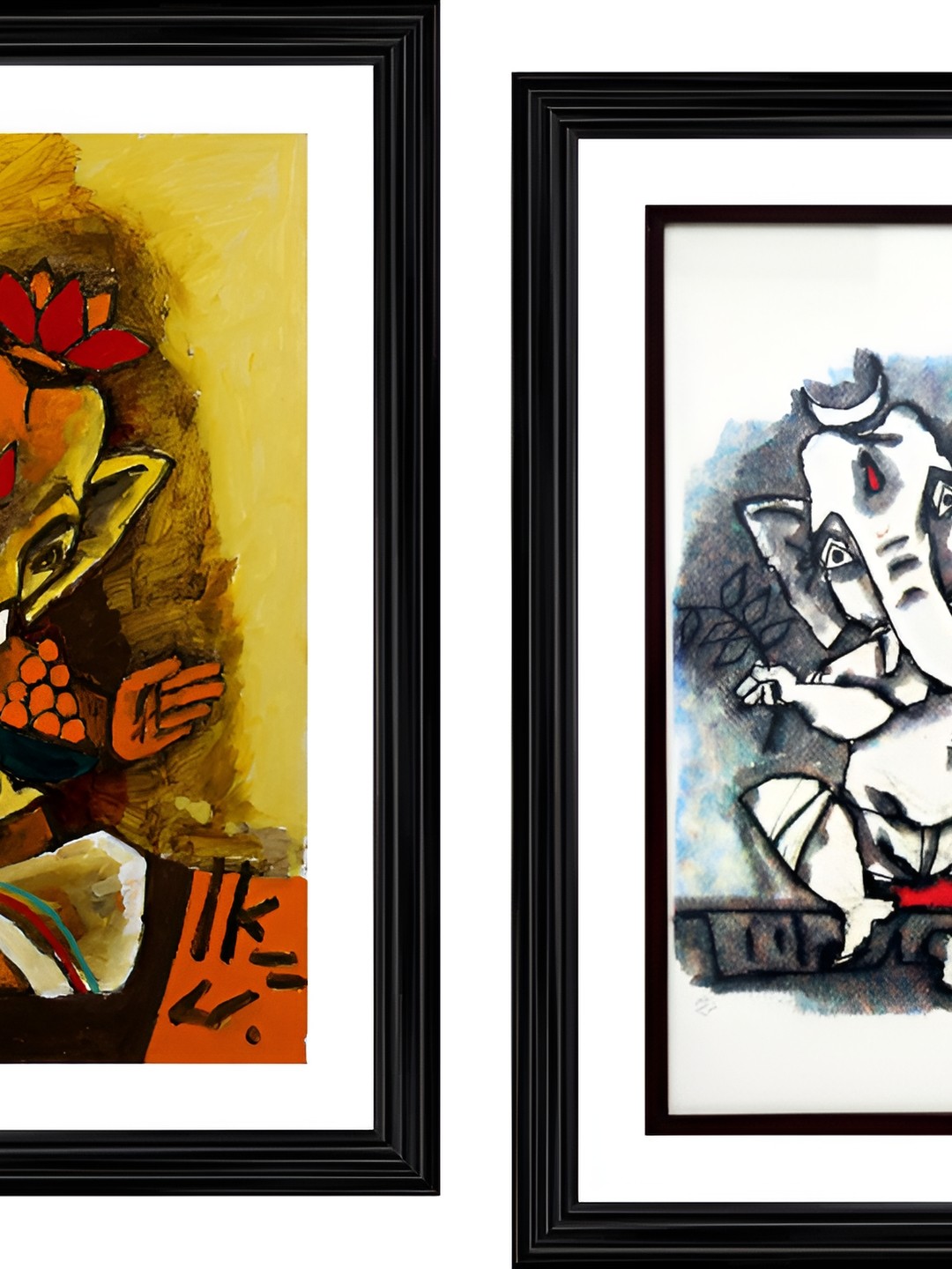 

Adventures India White & Black 2 Pieces Wooden Painting Wall Art
