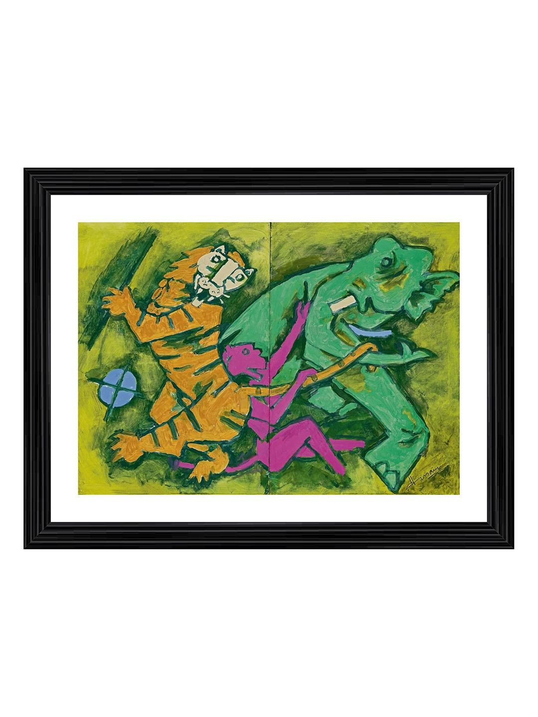 

Adventures India White & Green Wooden Painting Wall Art