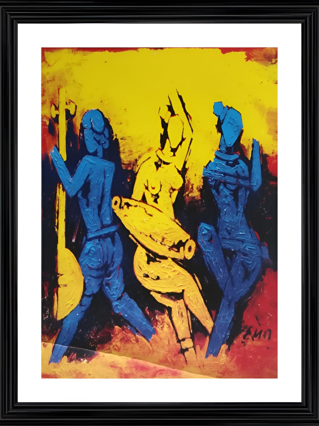 

Adventures India Yellow & Blue Wooden Wall Painting