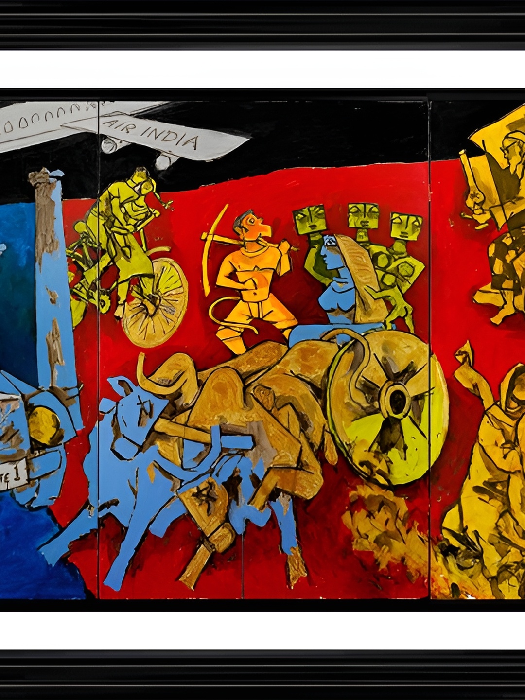 

Adventures India Orange & Blue Wooden Painting Wall Arts