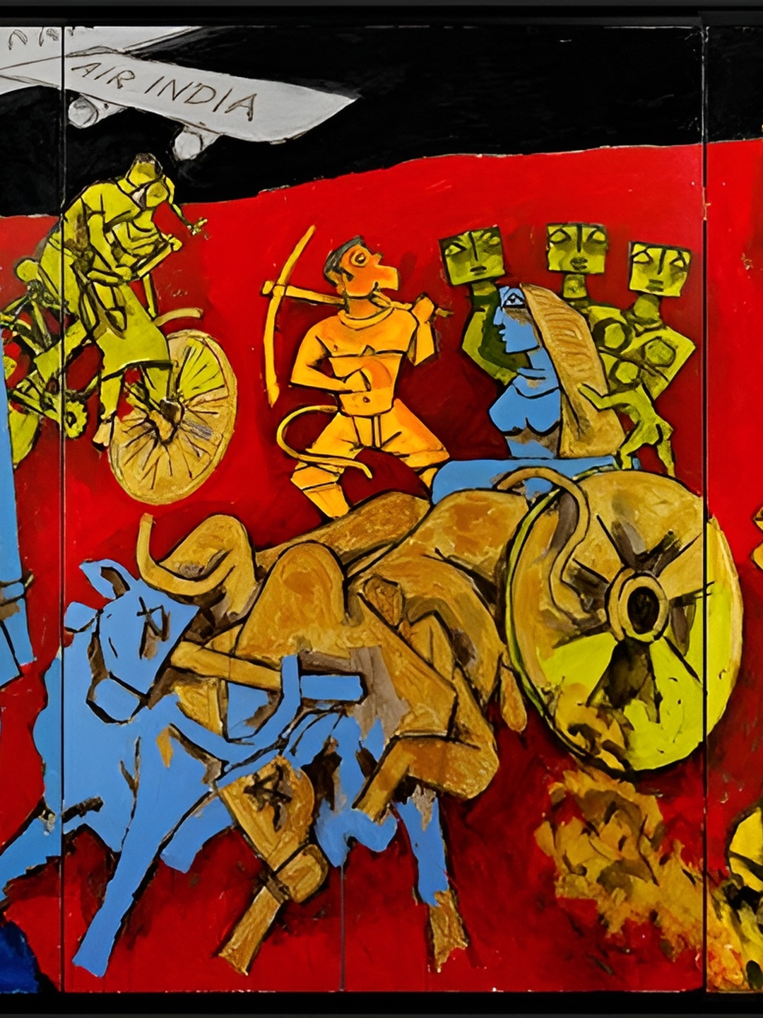 

Adventures India Blue & Red Wooden Wall Art