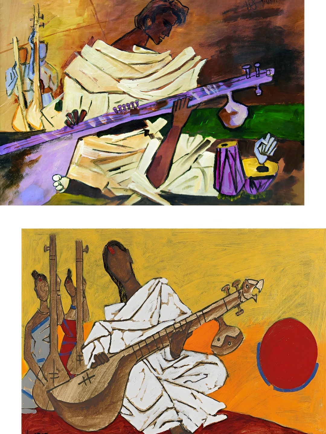 

Adventures India White & Orange 2 Pieces Wooden Painting Wall Arts