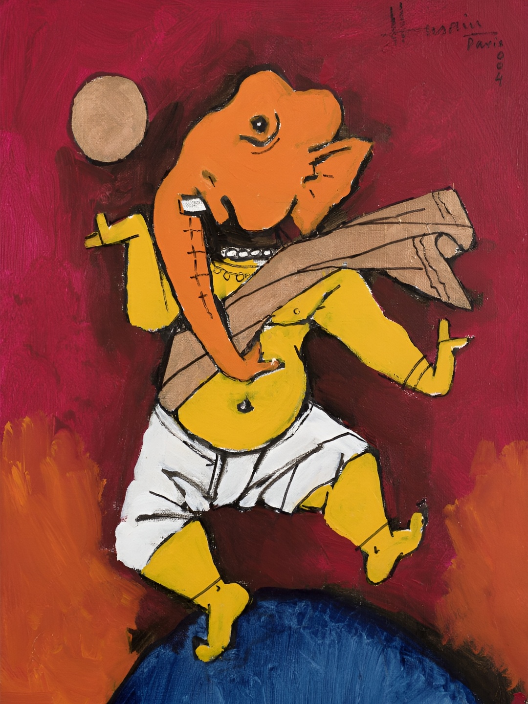 

Adventures India Yellow & Orange Wooden Painting Wall Art, Pink
