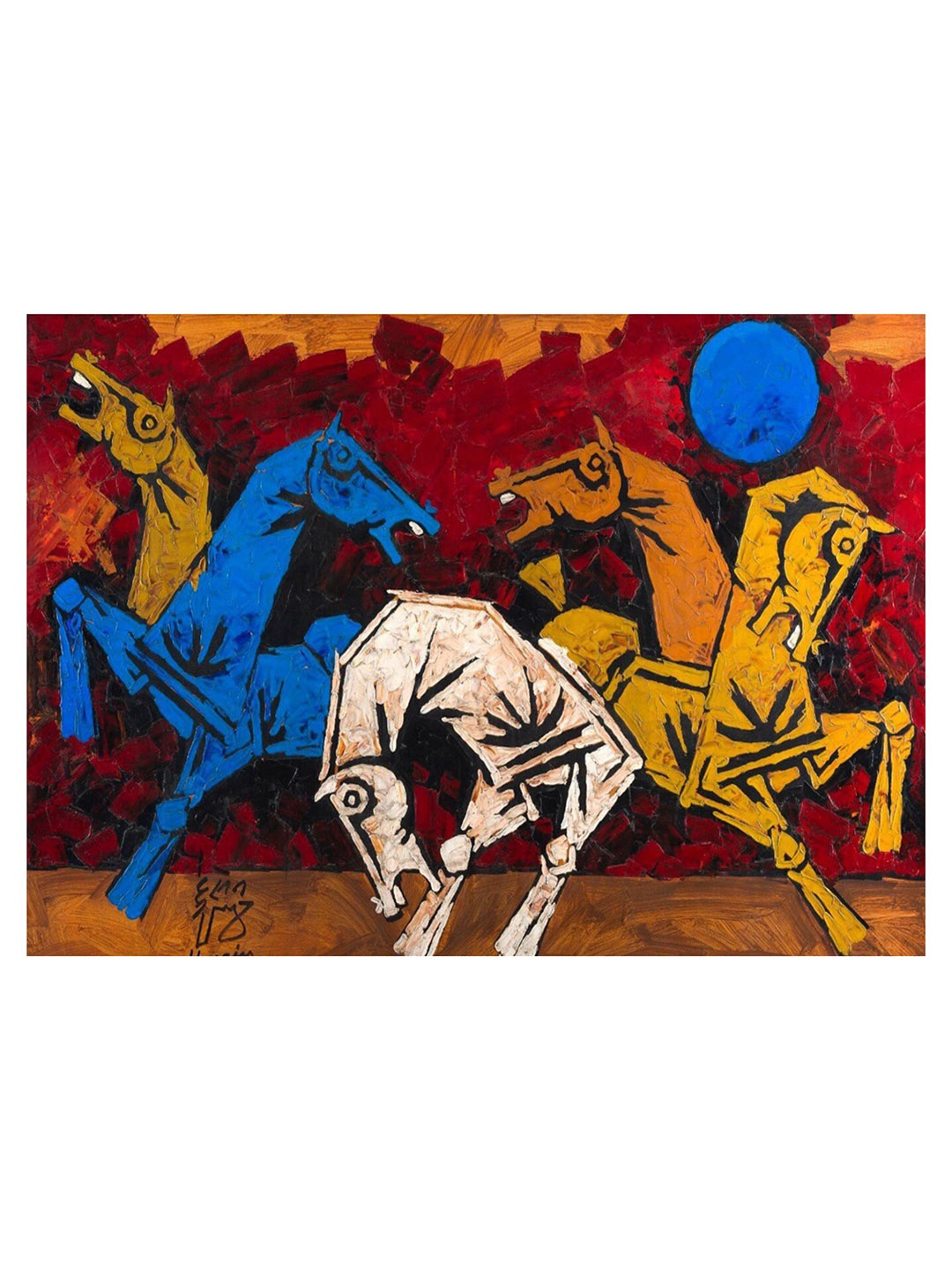 

Adventures India Blue & Red Wooden Painting Wall Art