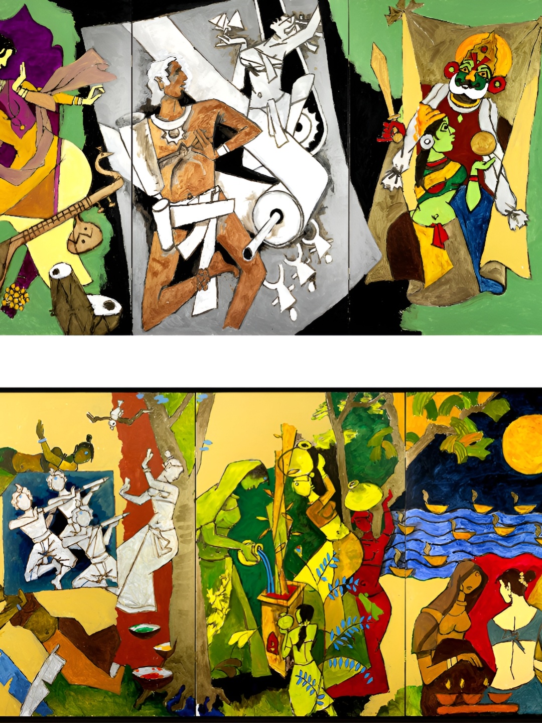 

Adventures India Green & Blue 2Pcs Wooden Other Wall Paintings