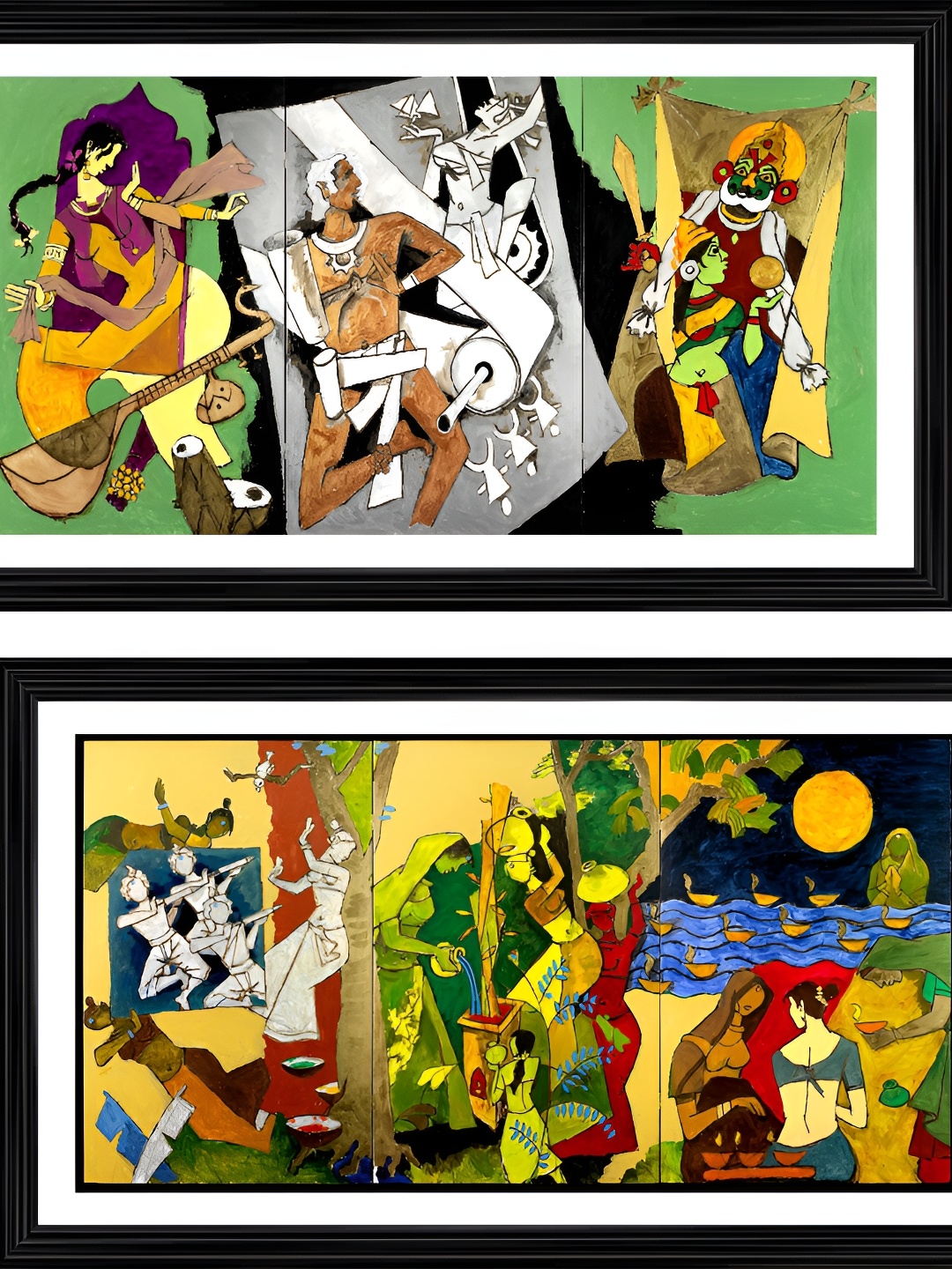 

Adventures India Green & Red Wooden Wall Painting