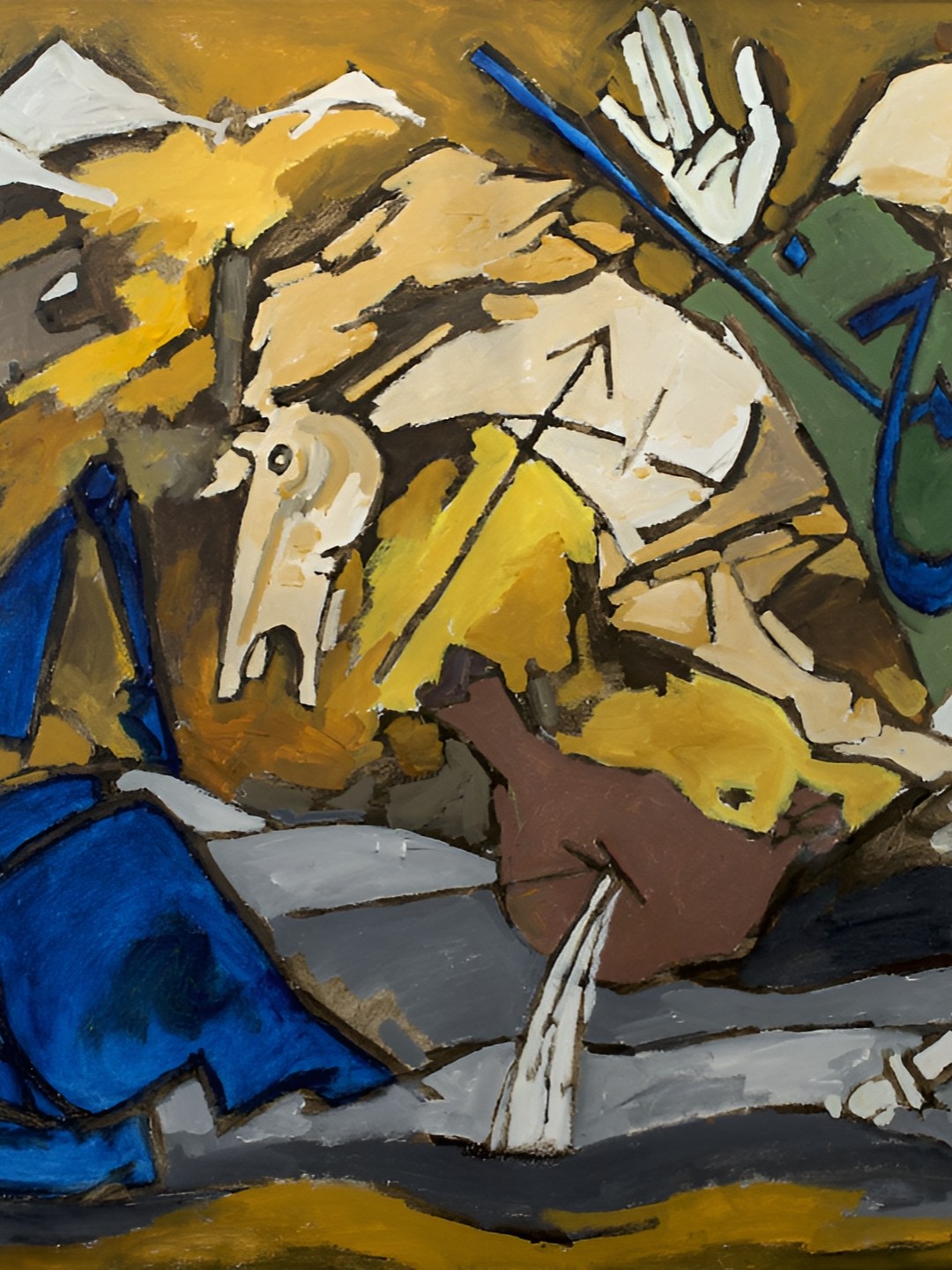 

Adventures India Blue & Yellow Horses In Battle Wooden Wall Art
