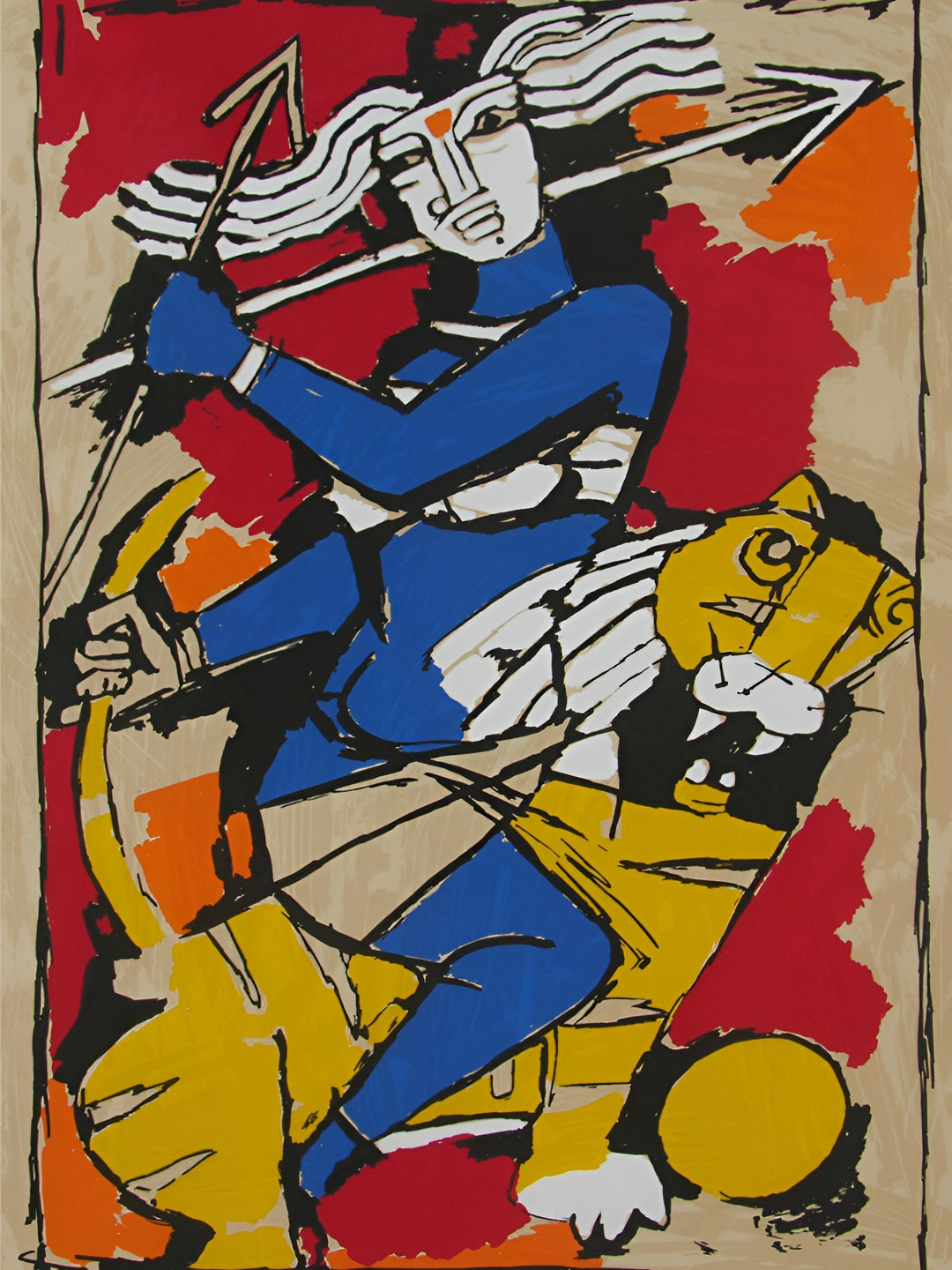 

Adventures India Beige & Red Wooden Wall Paintings