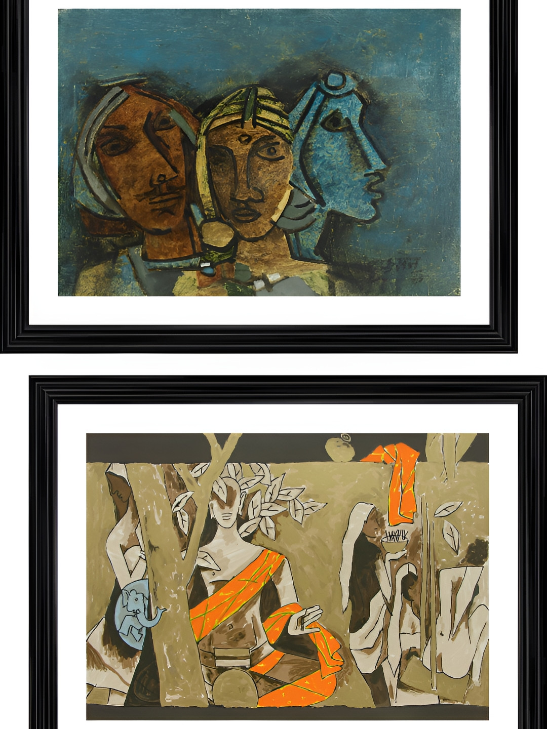 

Adventures India Beige & Orange 2 Pieces Wooden Portrait Wall Paintings