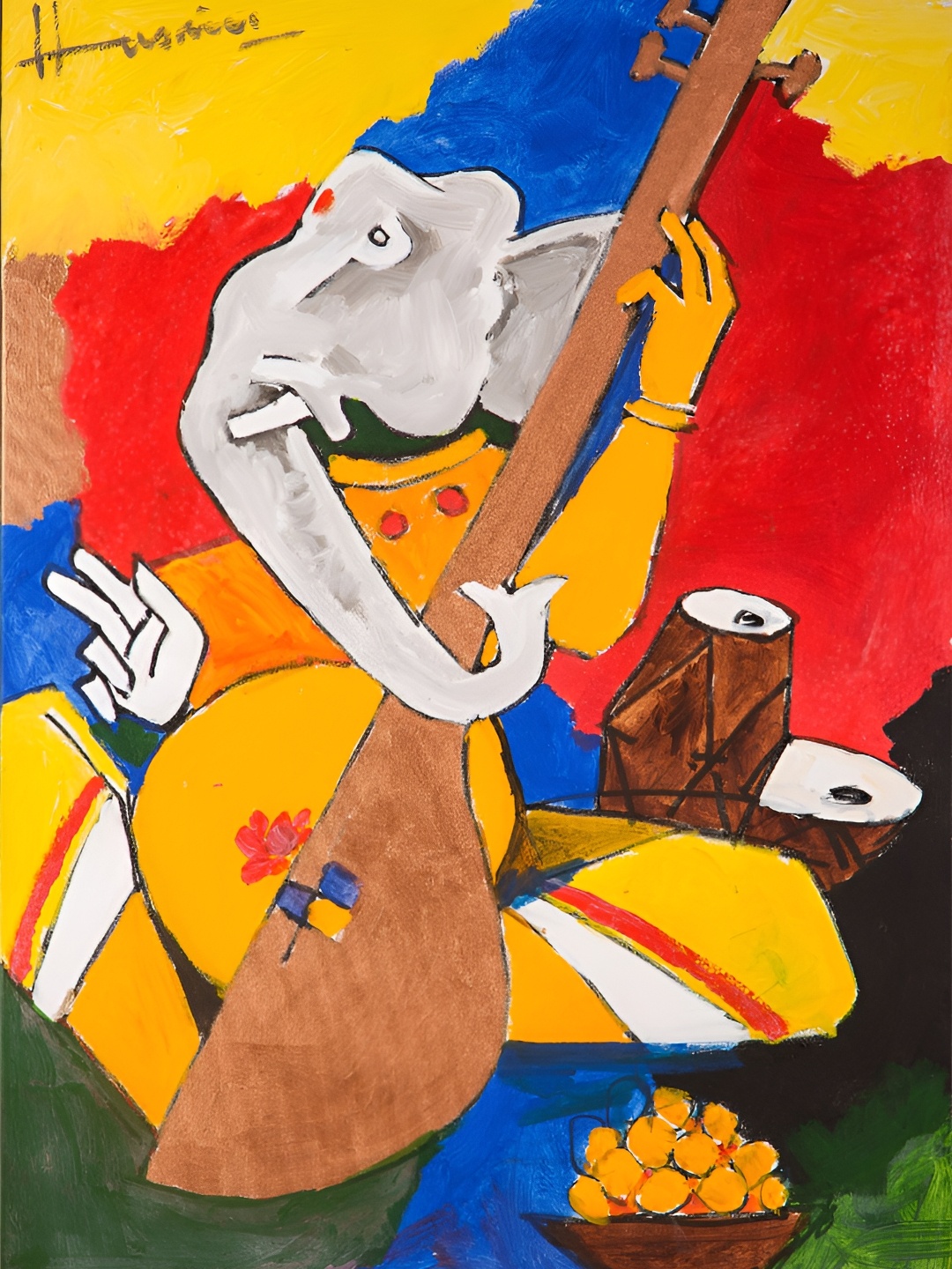 

Adventures India Yellow & Blue Wooden Wall Art