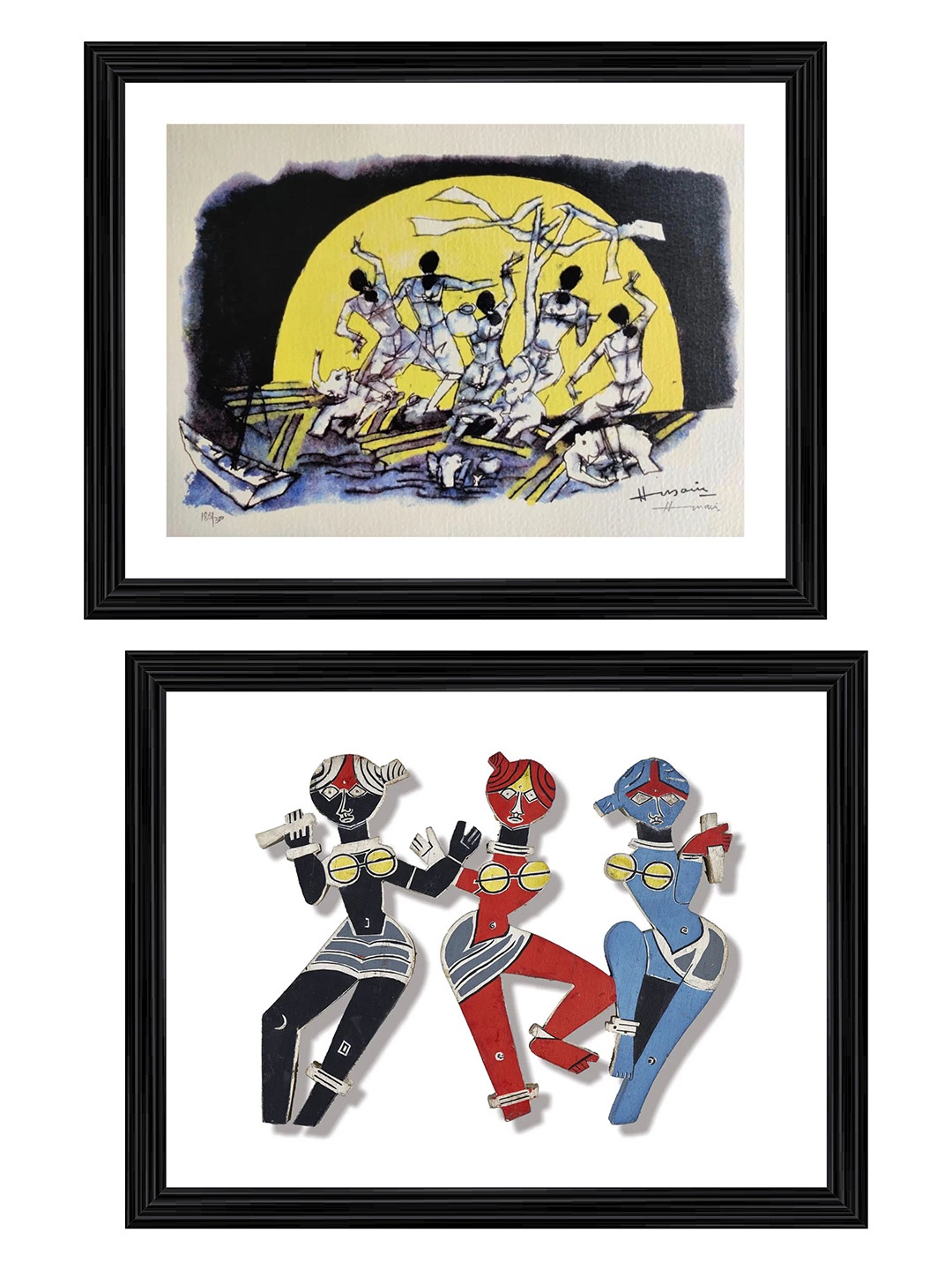 

Adventures India Beige & White 2 Pieces Wooden Painting Wall Arts