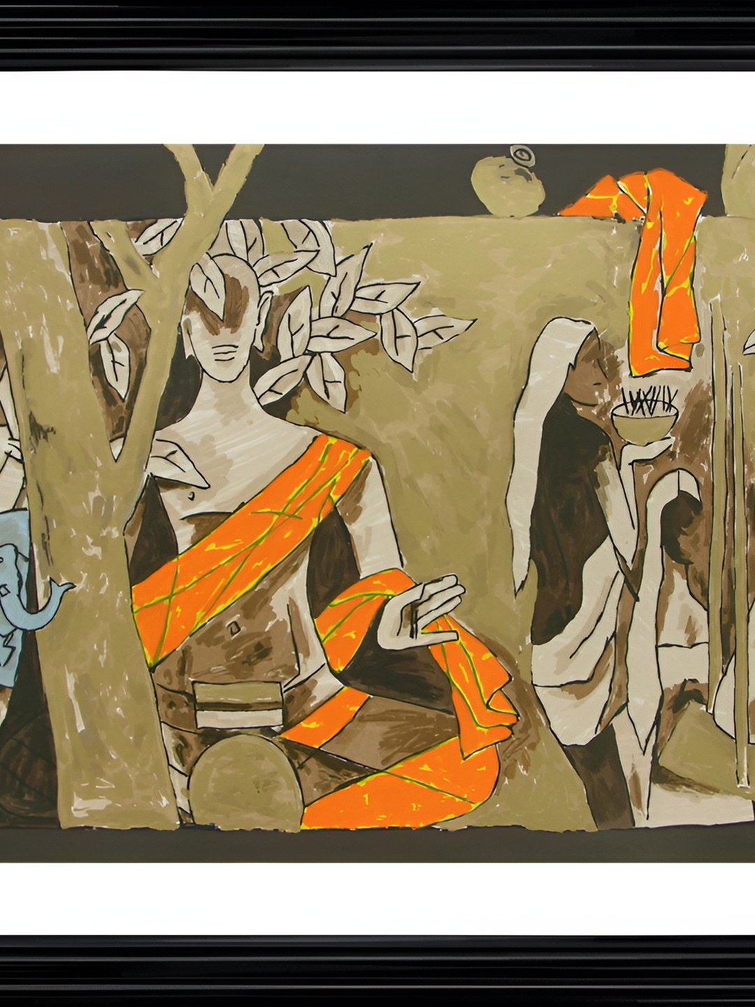 

Adventures India White & Beige Wooden Painting Wall Art