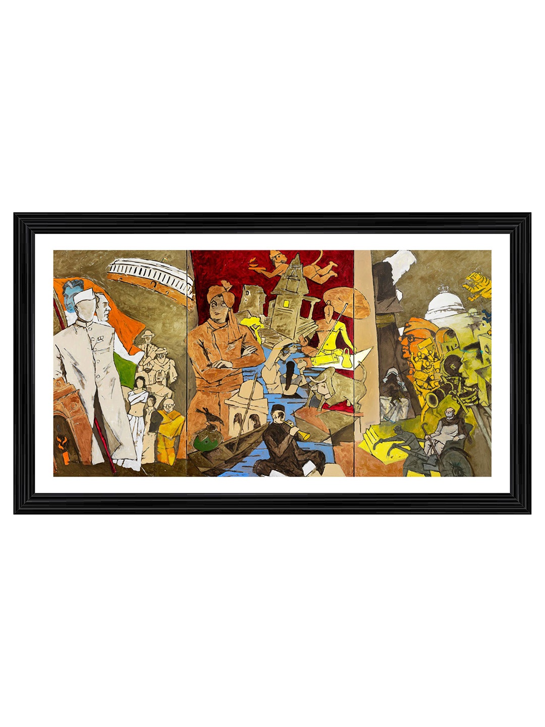 

Adventures India White & Green Wooden Painting Wall Art