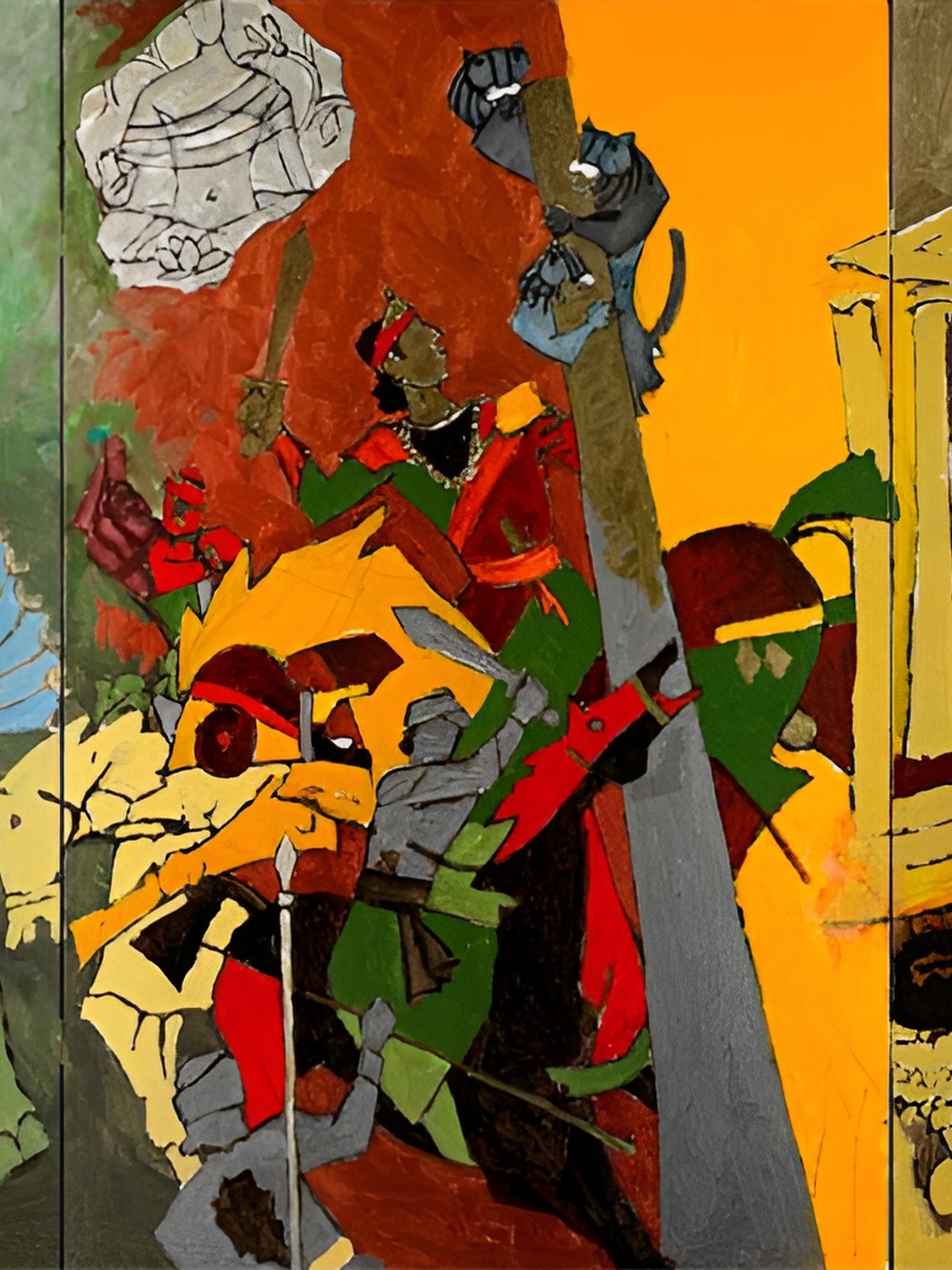 

Adventures India Orange & Green 3 Dynasties Wooden Wall Art