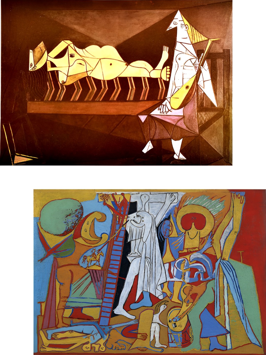 

Adventures India Red & Blue 2 Pieces Aubade & Crucifixion Wooden Painting Wall Art