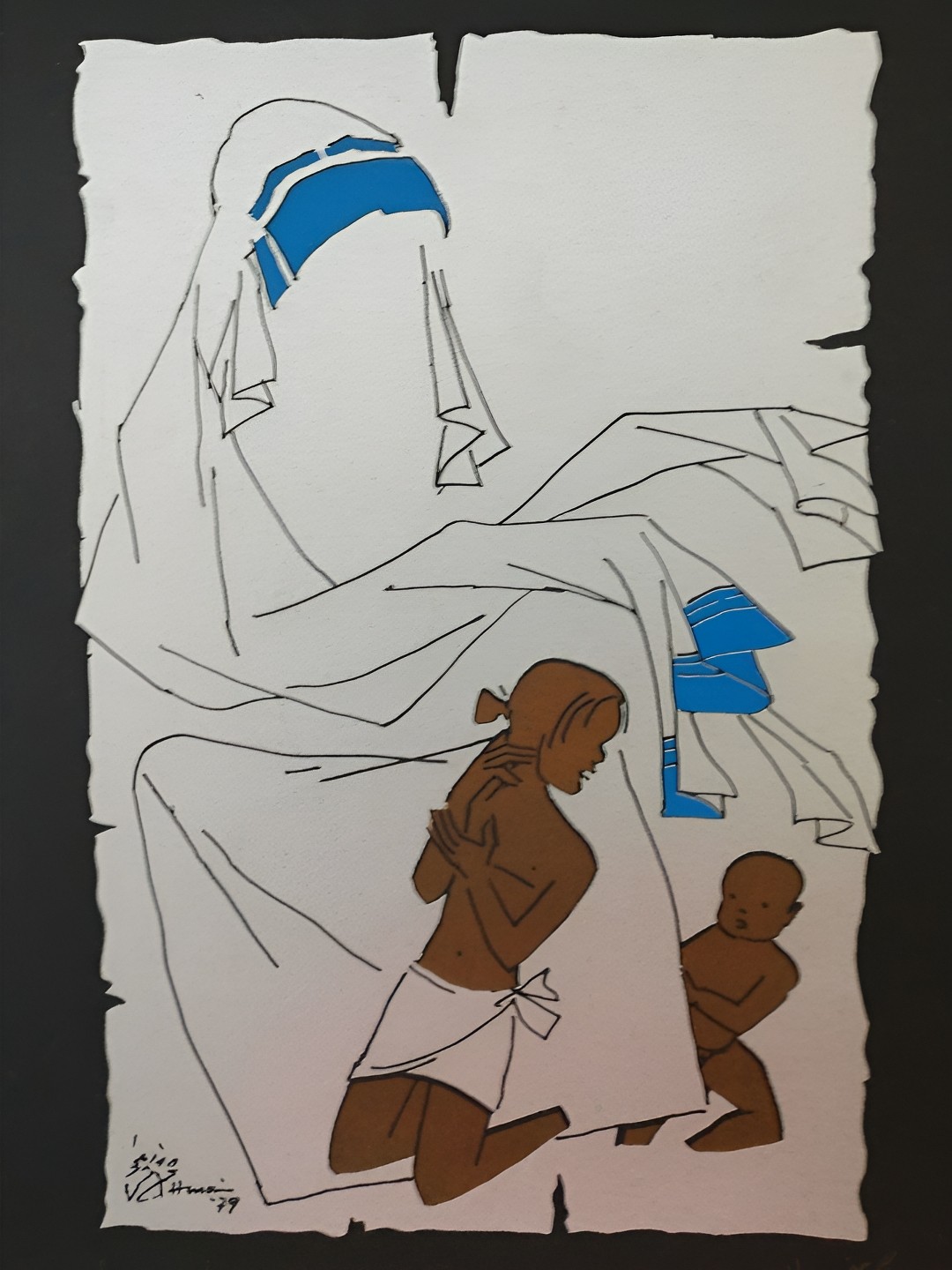 

Adventures India White & Blue Wooden Painting Wall Art