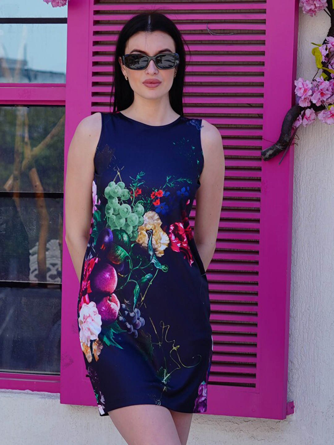 

Rajoria Instyle Floral Printed Sleeveless A-Line Dress, Blue