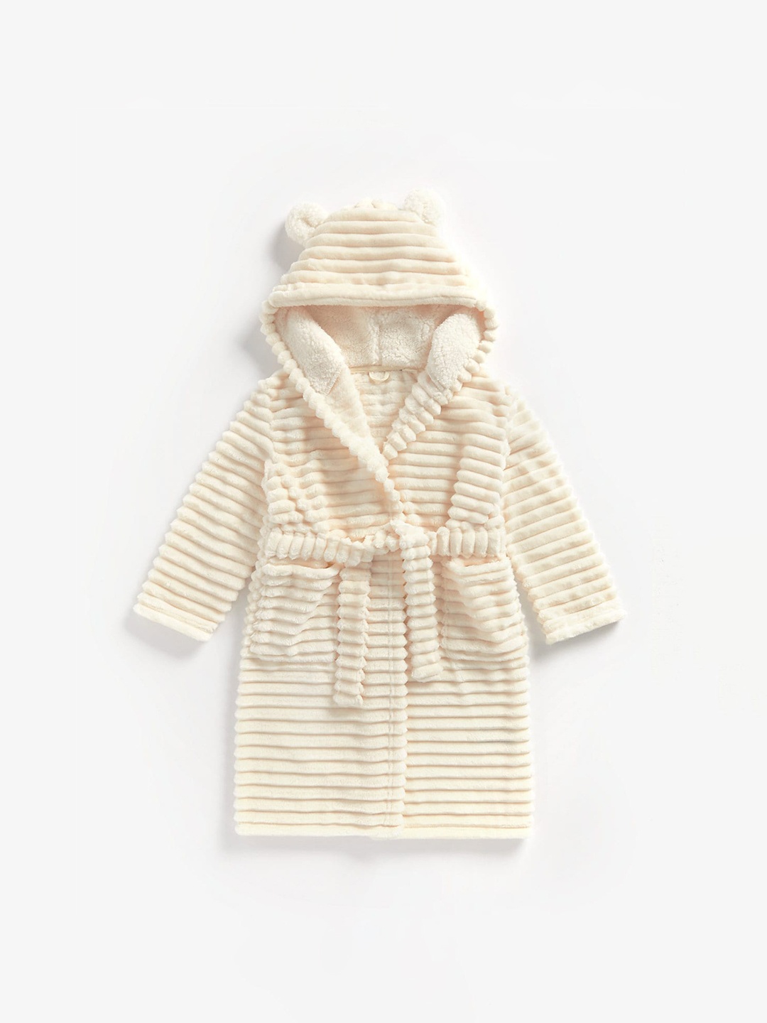 

mothercare Infant Girls Cream Textured Hooded Collar Bathrobe