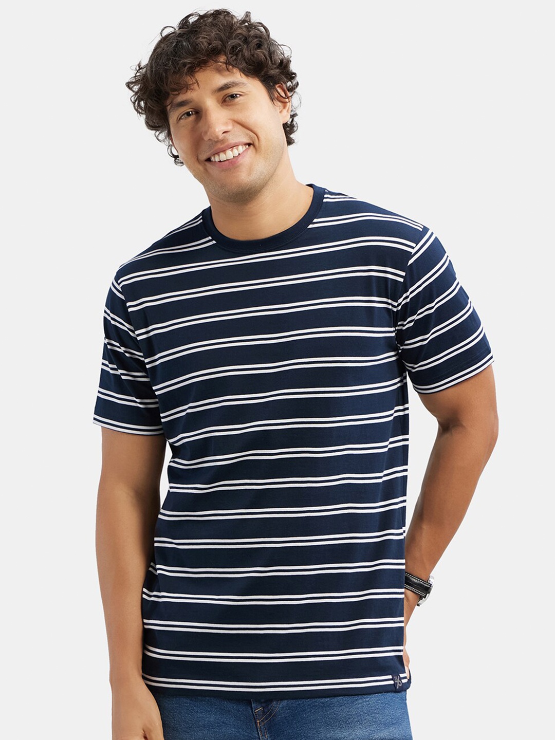 

Jockey 2715 Striped Round Neck T-shirt, Navy blue