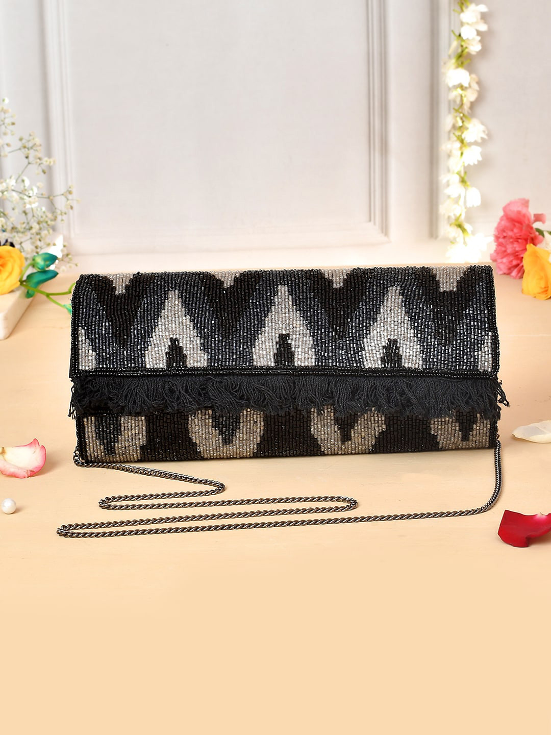 

Voylla Embellished Envelope Clutch, Black