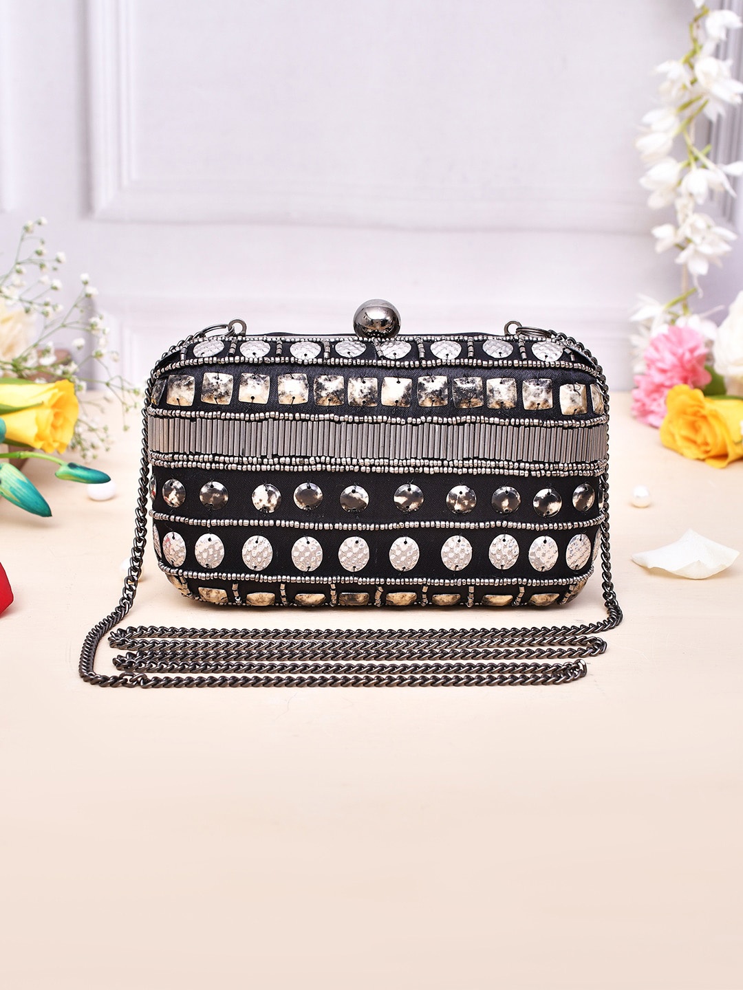 

Voylla Embellished Box Clutches, Black