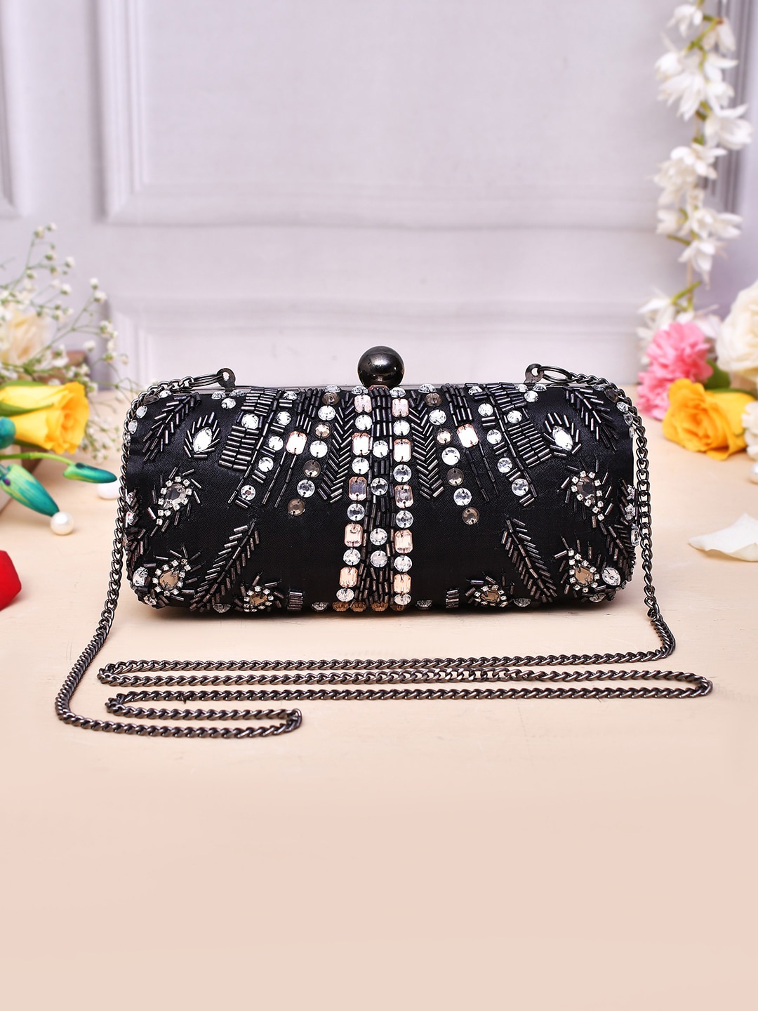 

Voylla Embellished Box Clutch, Black