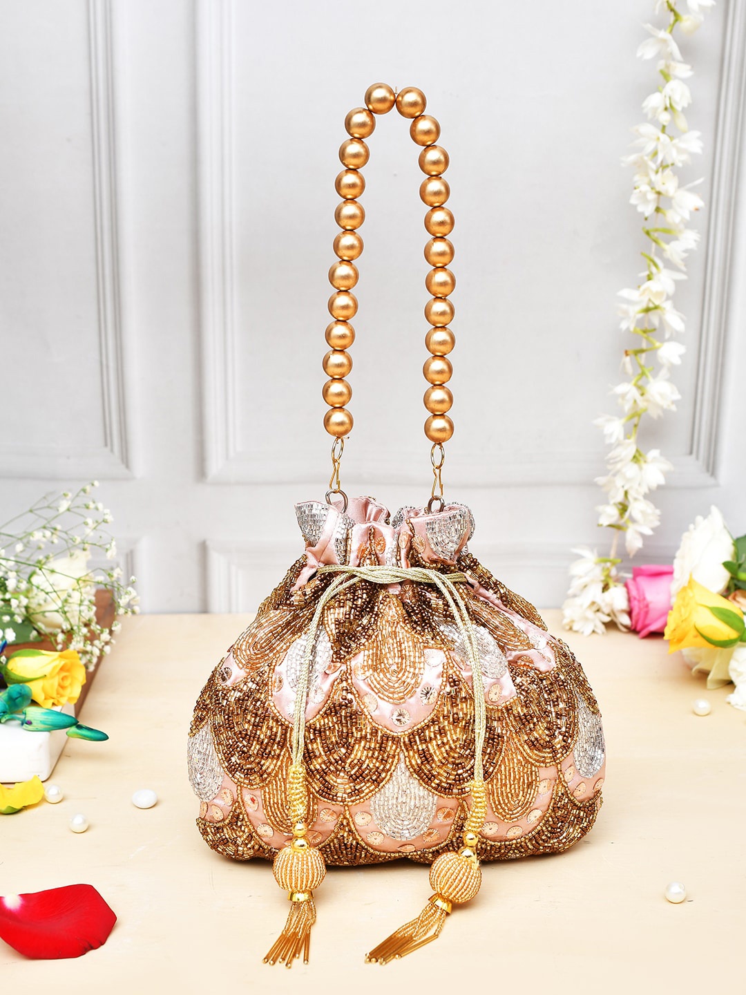 

Voylla Embellished Potli, Peach