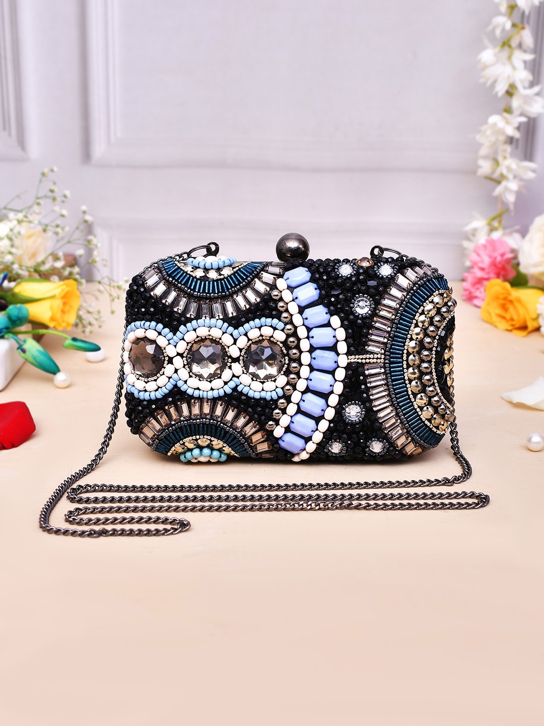 

Voylla Embellished Box Clutch, Black