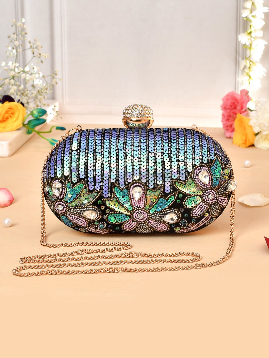 

Voylla Embellished Box Clutches, Black