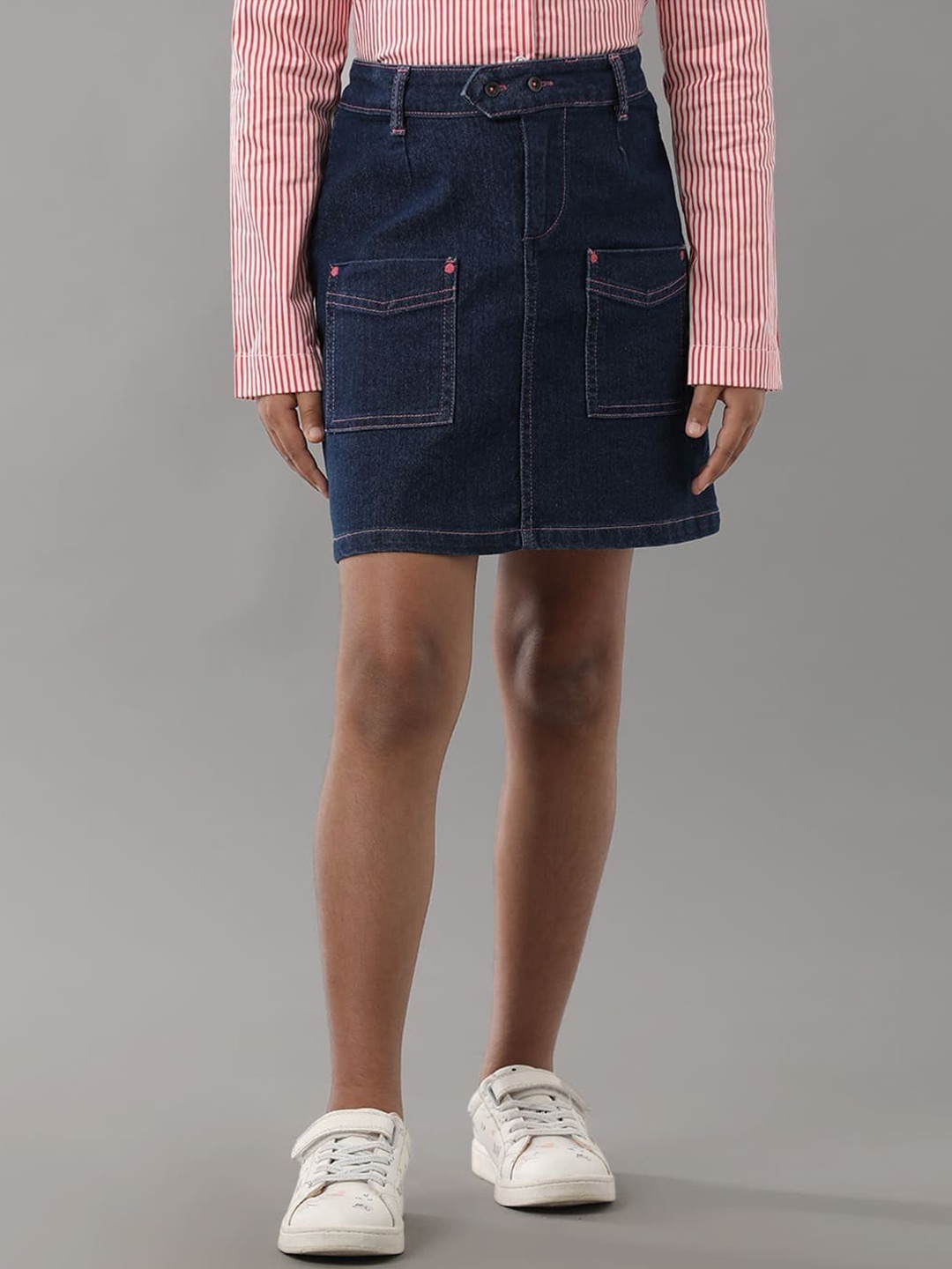 

UNDER FOURTEEN ONLY Girls Straight Denim Skirt, Navy blue