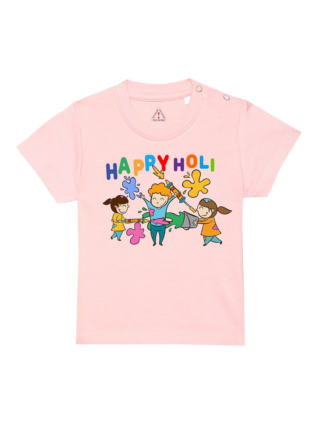

Wear Your Mind Infnats Happy Holi Graphic Printed T-shirt, Pink