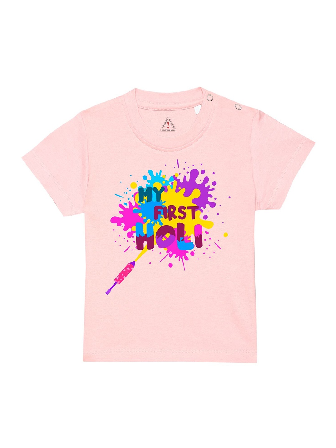 

Wear Your Mind Infnats Happy Holi Graphic Printed T-shirt, Pink