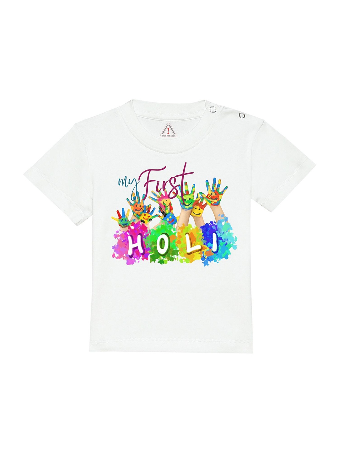 

Wear Your Mind Infnats Happy Holi Graphic Printed T-shirt, White