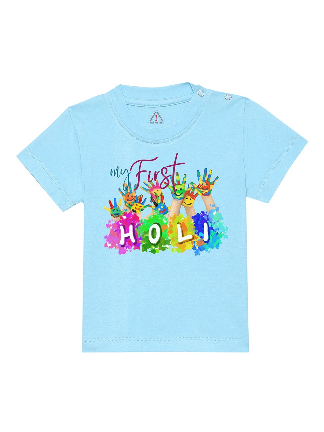 

Wear Your Mind Infnats Happy Holi Graphic Printed T-shirt, Blue