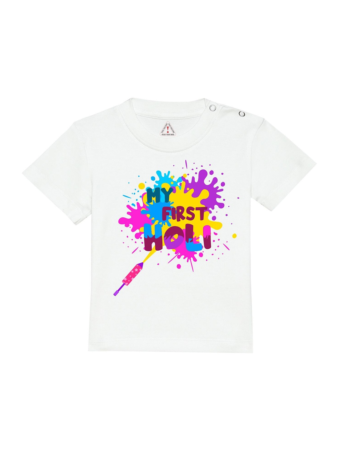 

Wear Your Mind Infnats Happy Holi Graphic Printed T-shirt, White