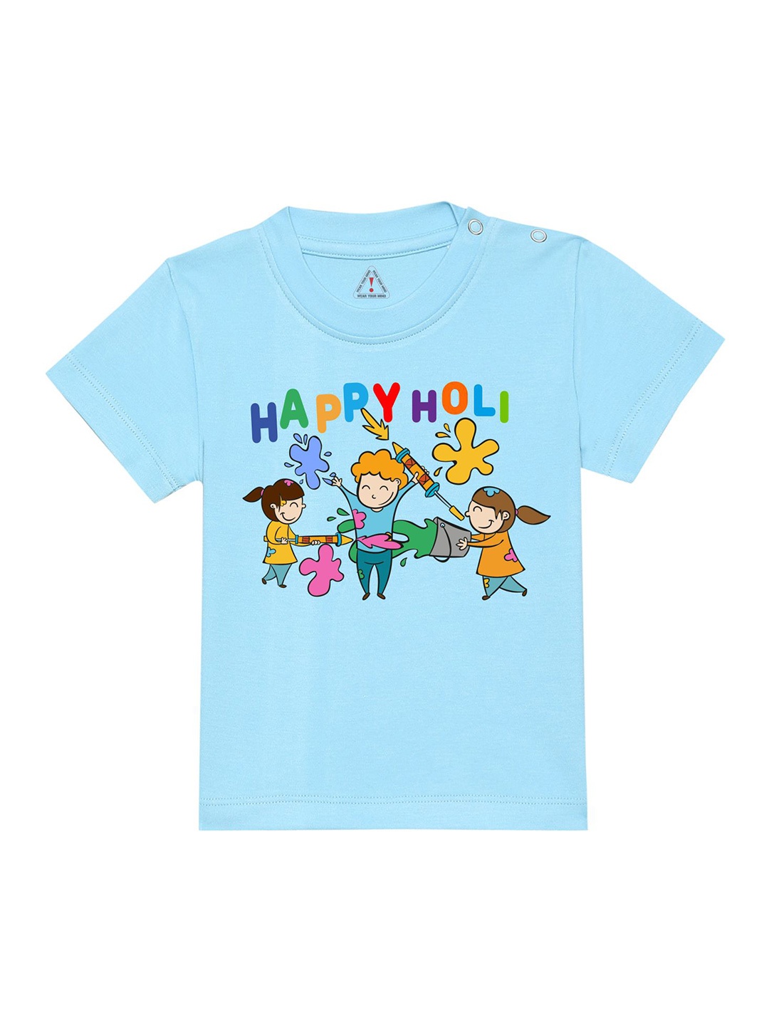 

Wear Your Mind Infnats Happy Holi Graphic Printed T-shirt, Blue