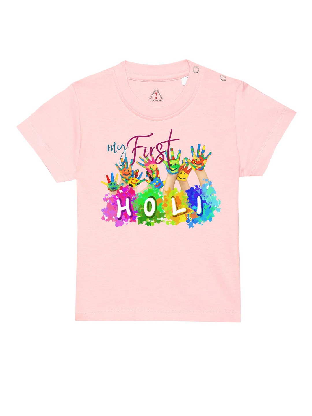 

Wear Your Mind Infnats Happy Holi Graphic Printed T-shirt, Pink