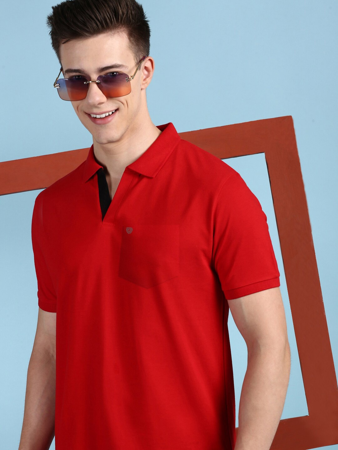 

Lux Cozi Polo Collar Short Sleeves Casual T-shirt, Red