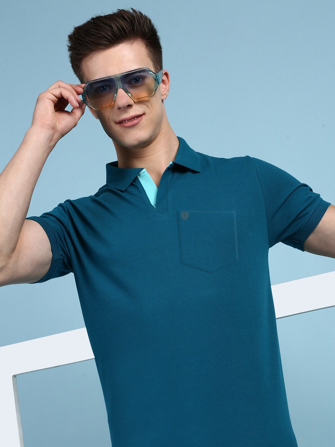 

Lux Cozi Polo Collar Short Sleeves Ultra Soft T-shirt, Teal