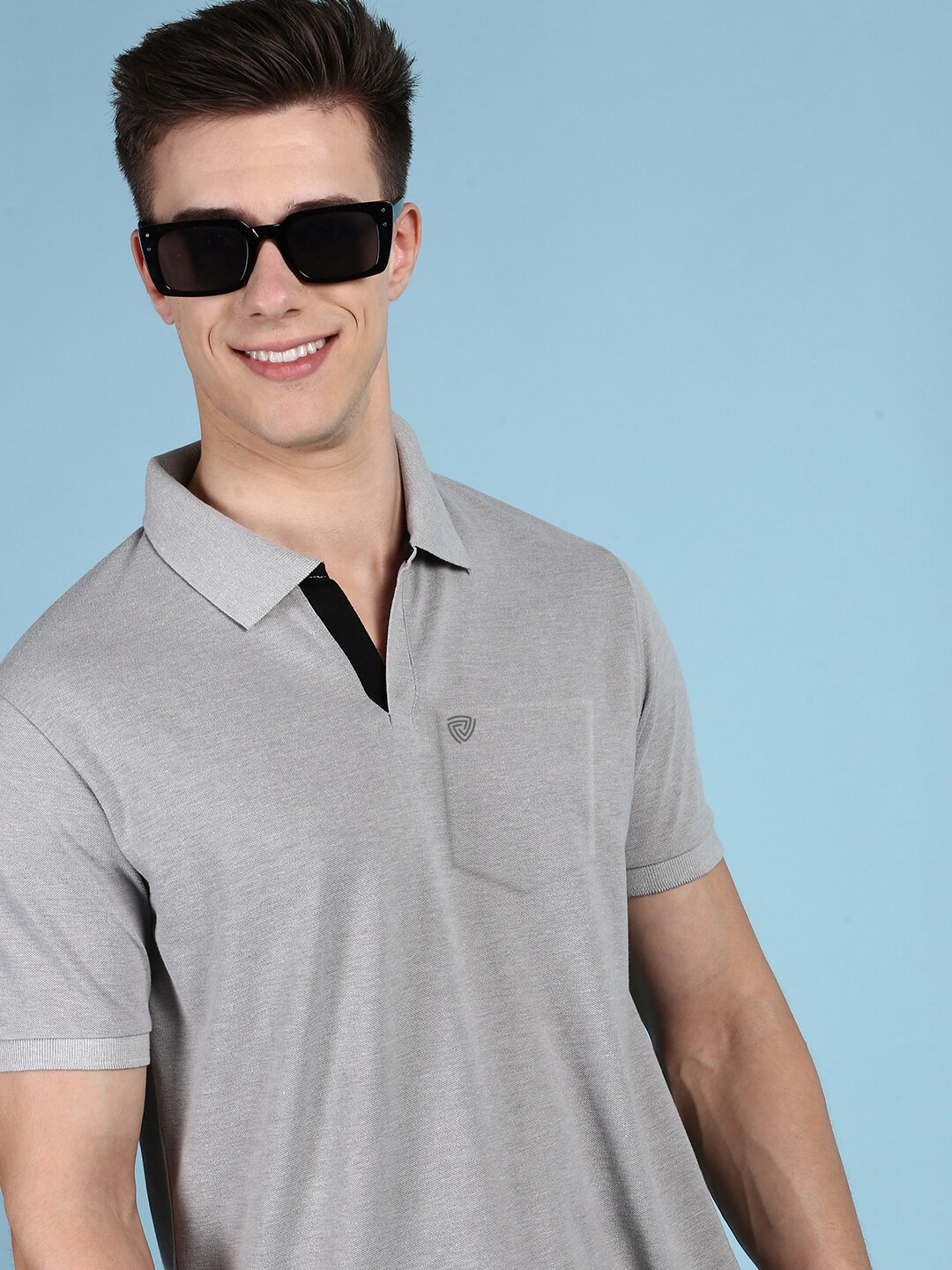 

Lux Cozi Polo Collar Short Sleeves Casual T-shirt, Grey melange