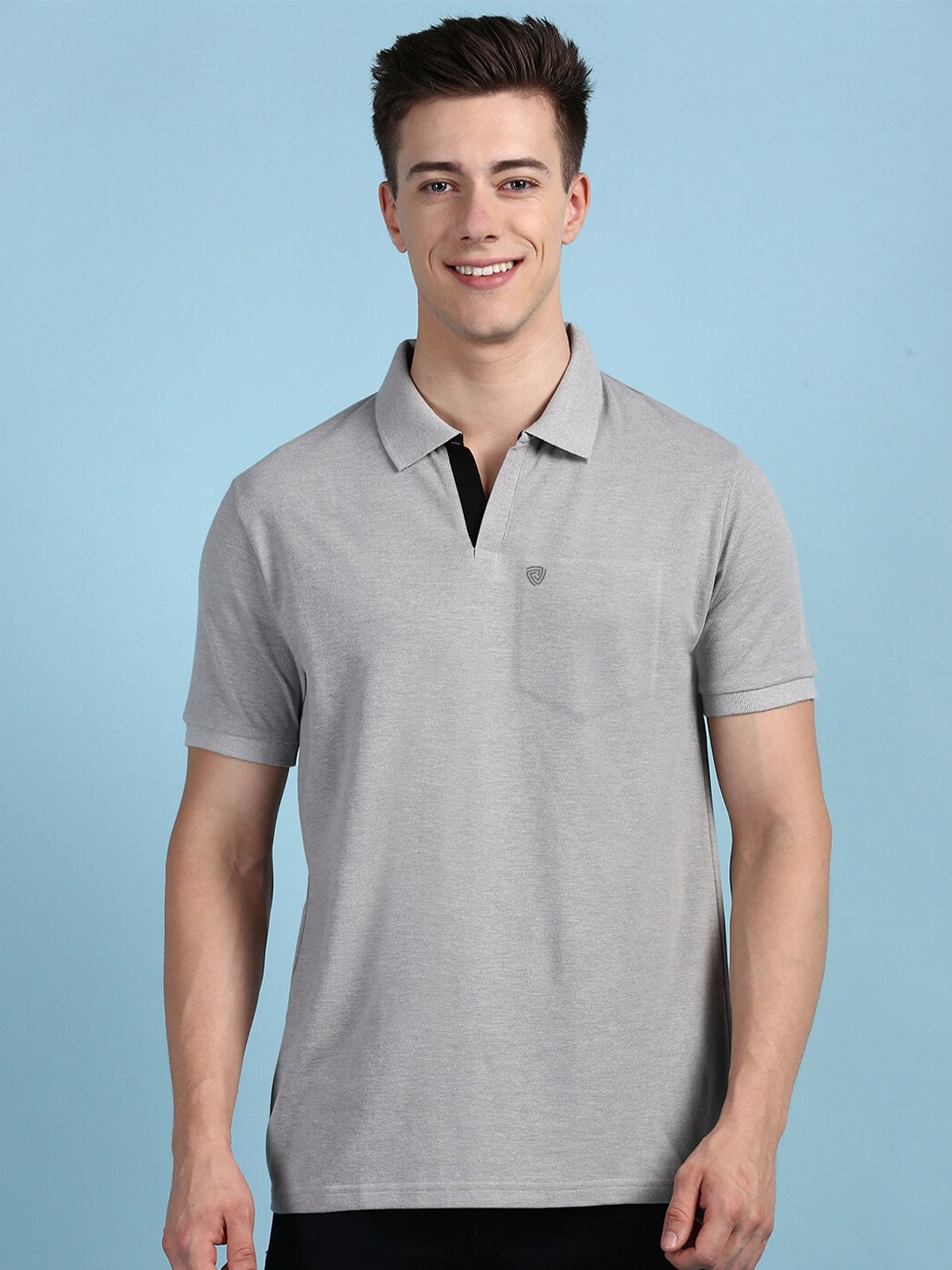 

Lux Cozi Polo Collar Short Sleeves T-shirt, Grey melange