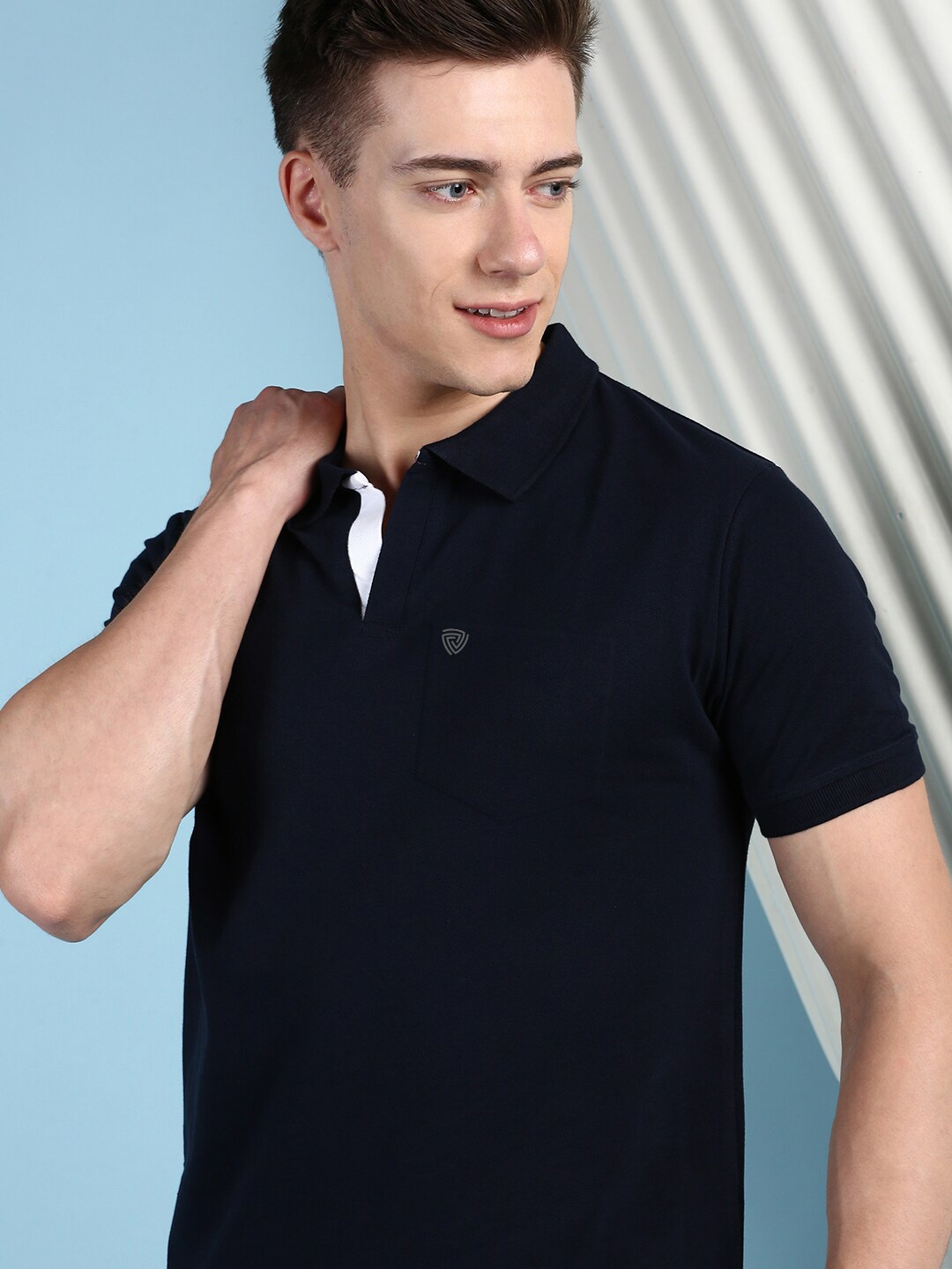 

Lux Cozi Polo Collar Short Sleeves Casual T-shirt, Navy blue